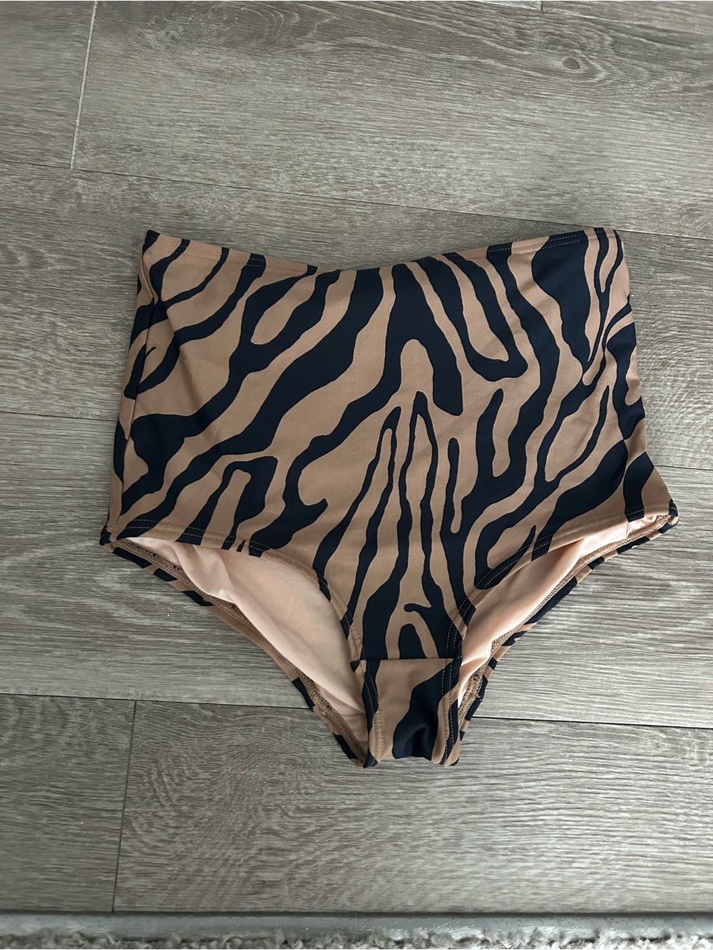J. Crew High-Waist Zebra Print Bikini Bottoms - Black & Tan